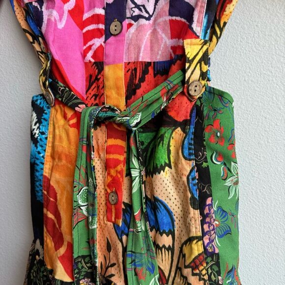 Desigual Maximalist Botanical Floral Bloom Mini Dress Short Sleeve Size Large - Picture 3 of 10